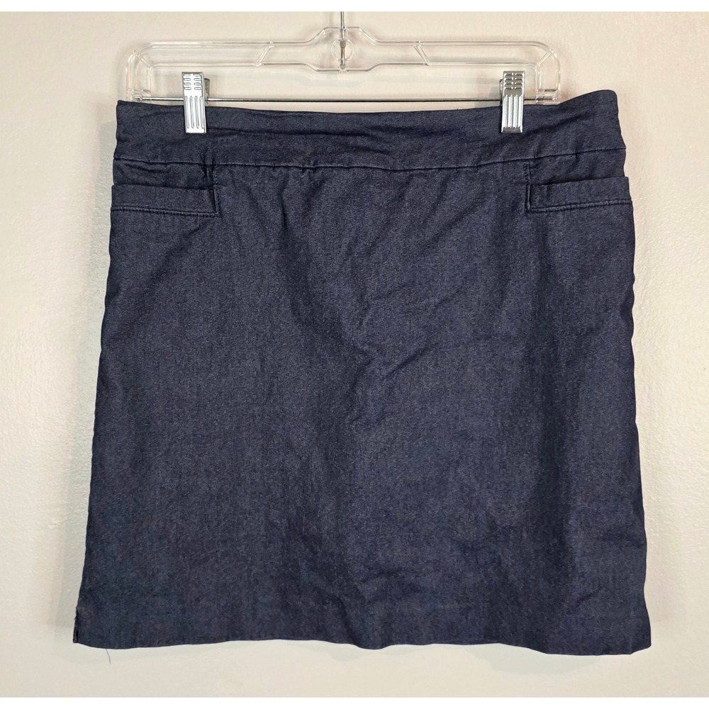 Real Size Womens Blue Denim Look Pull On Skort Size M RS1043M Stretch Mini Skirt